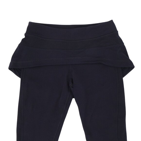 Lululemon Steadfast Crop Skirted Leggings Navy Blue Silver Zippers 6 - Picture 3 of 8